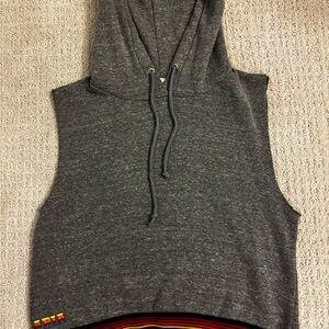 Gray Sleeveless Hoodie Top
